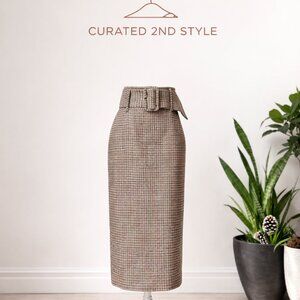 Zara Plaid Belted Midi High Waist Skirt Size S | Worn Once